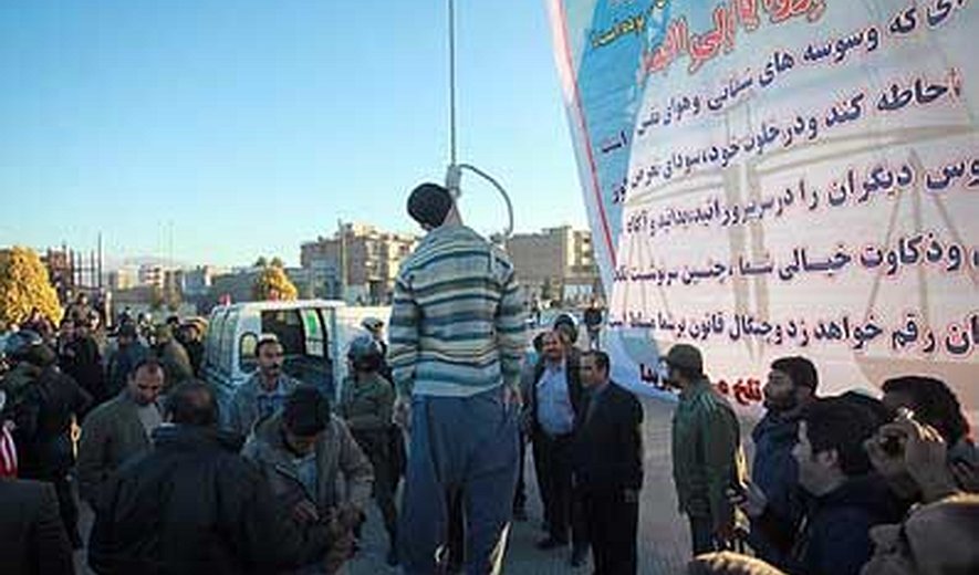 One man was hanged publicly in southeastern Iran